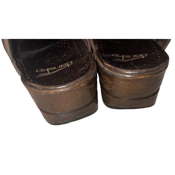 Dansko Shandi Clogs Mules Snakeskin Brown Leather Tasseled Slip-On Shoes Size 41 - Picture 9 of 11